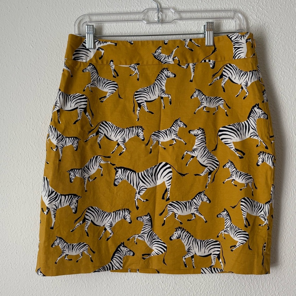 Ann Taylor Mustard Zebra Print Pencil Skirt